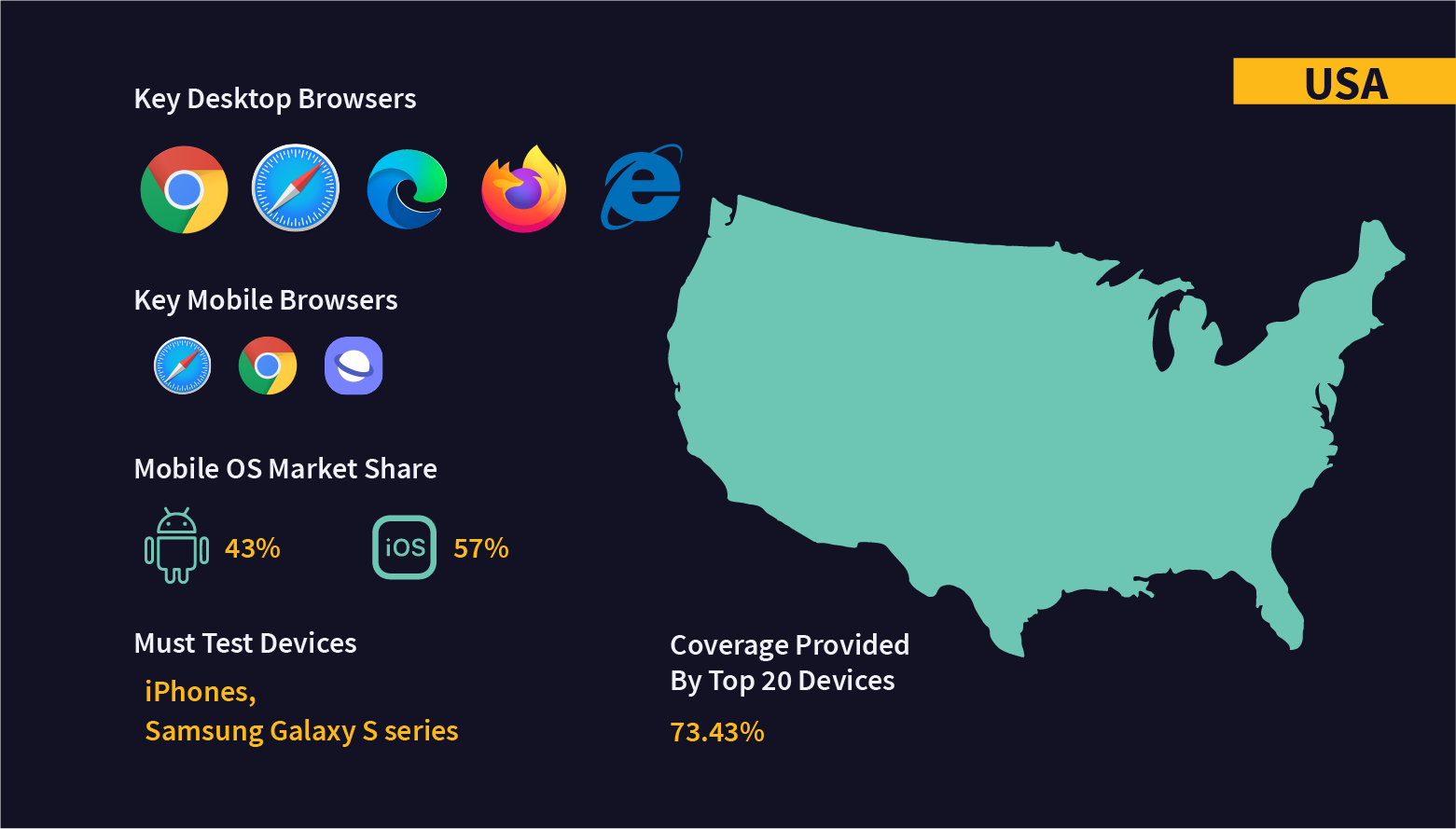 Fragmentation in OS, browsers, and devices in USA