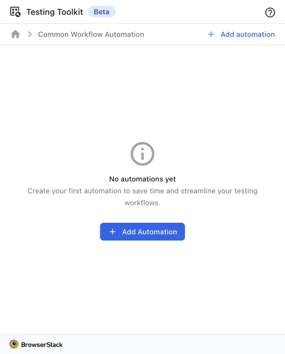 Screenshot showing the add automation button