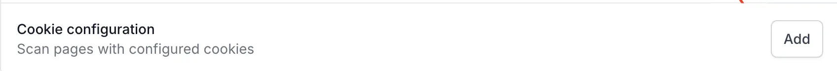 Screenshot of a button to add Cookie configuration