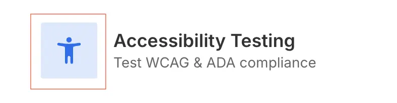 A screenshot of accessibility icon highlighted next to a text Accessibility Testing.