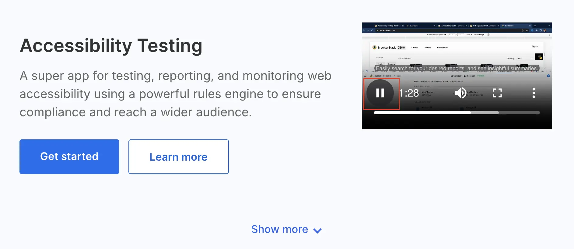 A pause button highlighted in a video embedded on a website