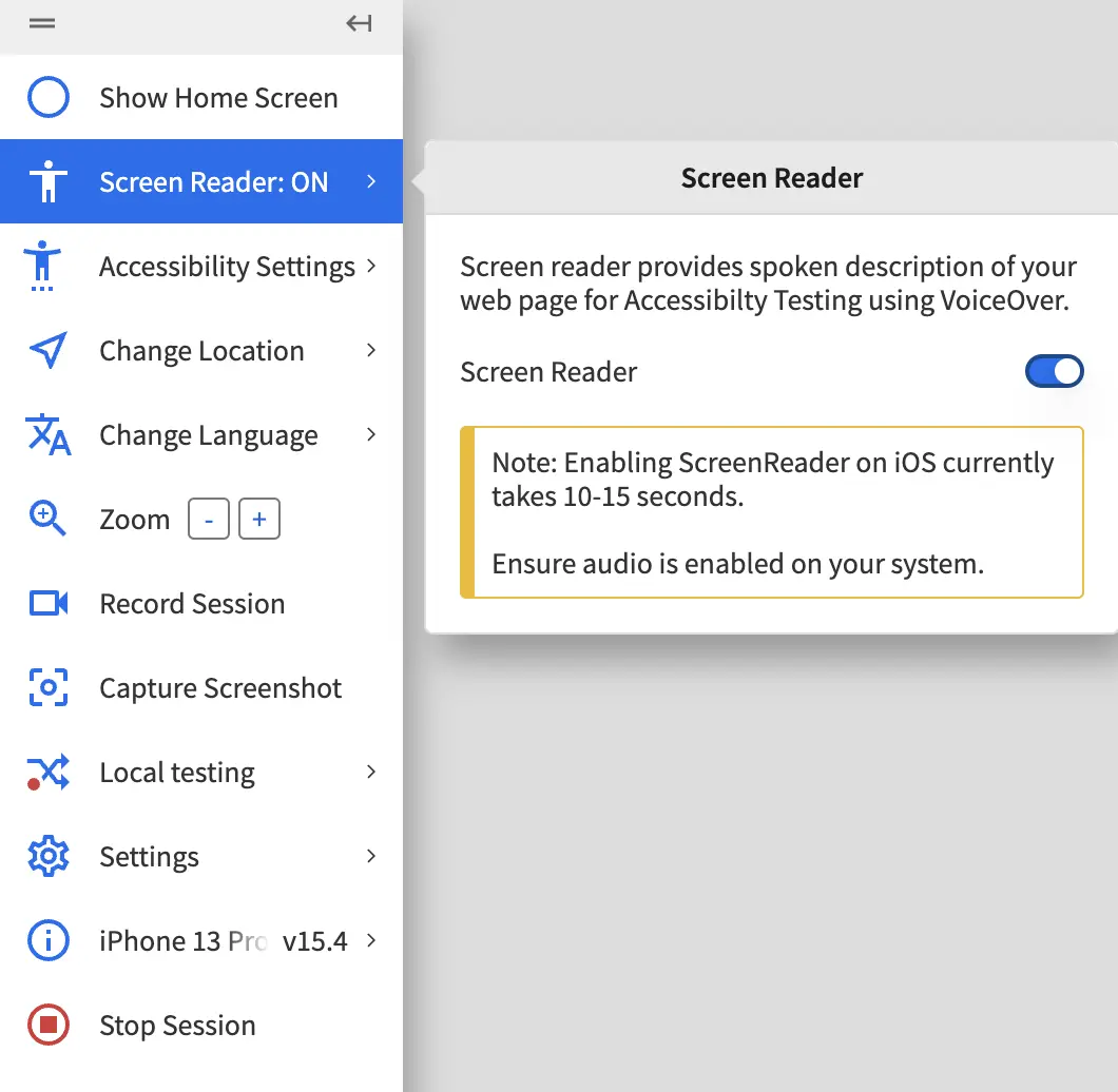 Turn the Screen Reader toggle off