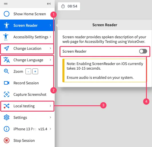 Turn the Screen Reader toggle on