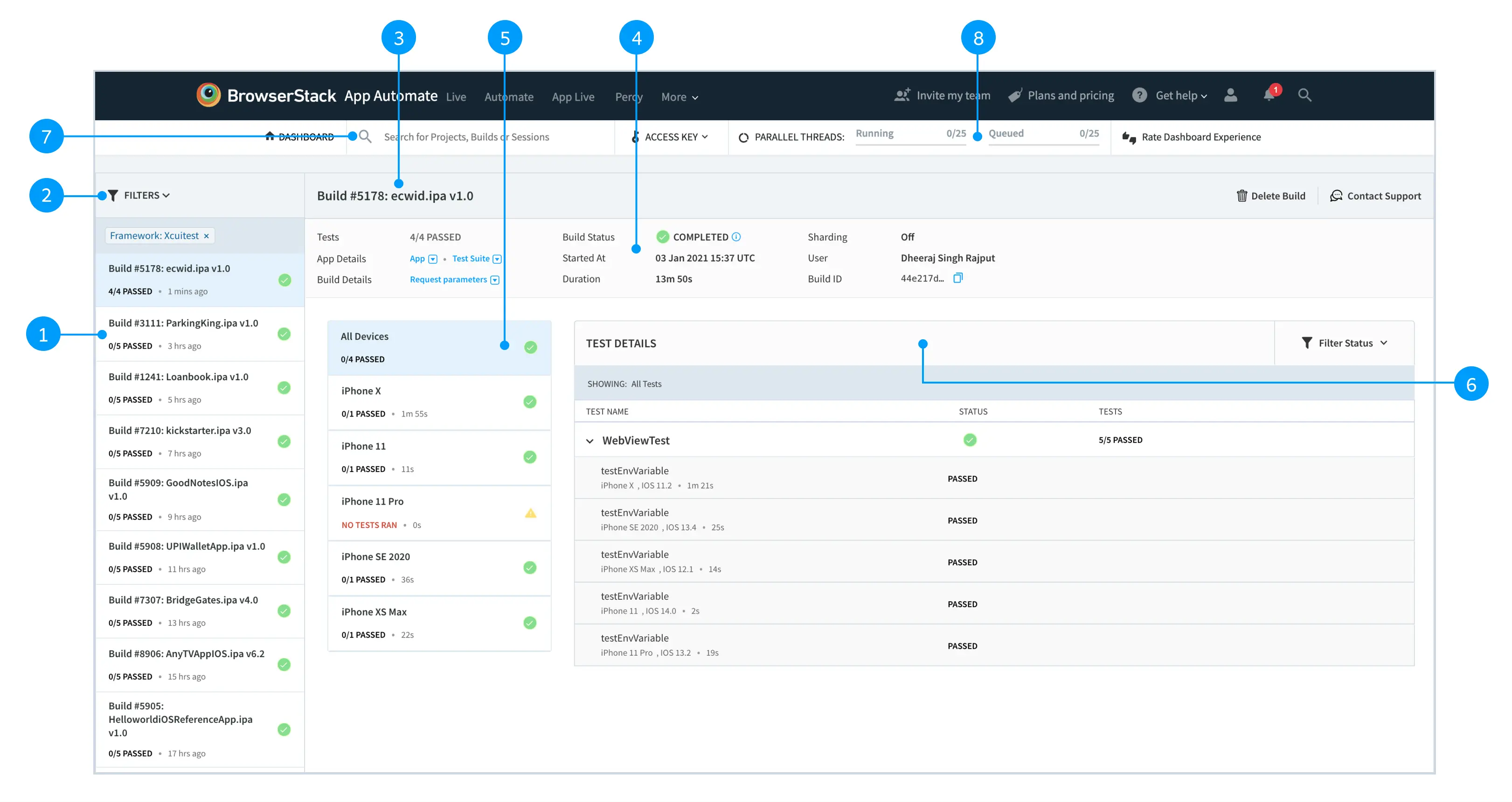 New App Automate Dashboard Update - XCUITEST