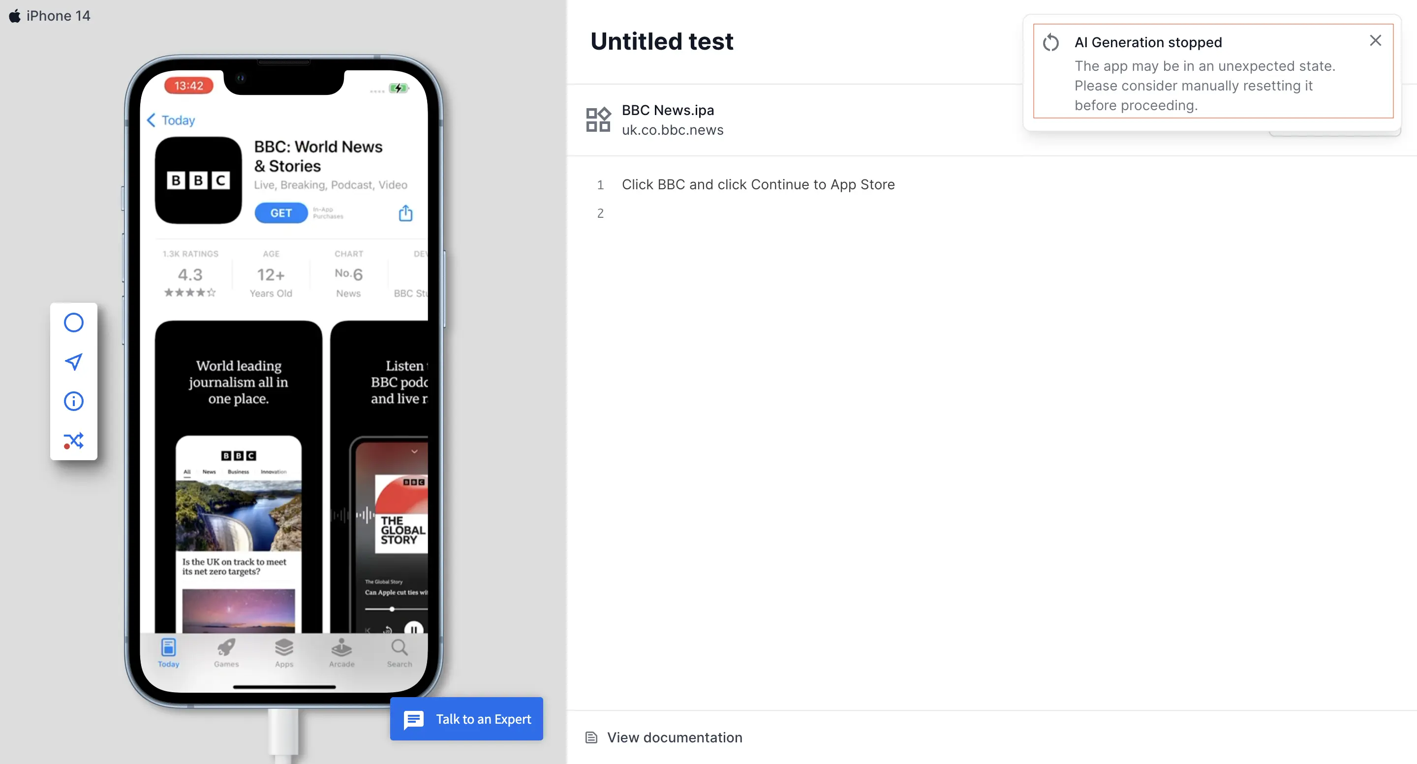 AI generation stopped message