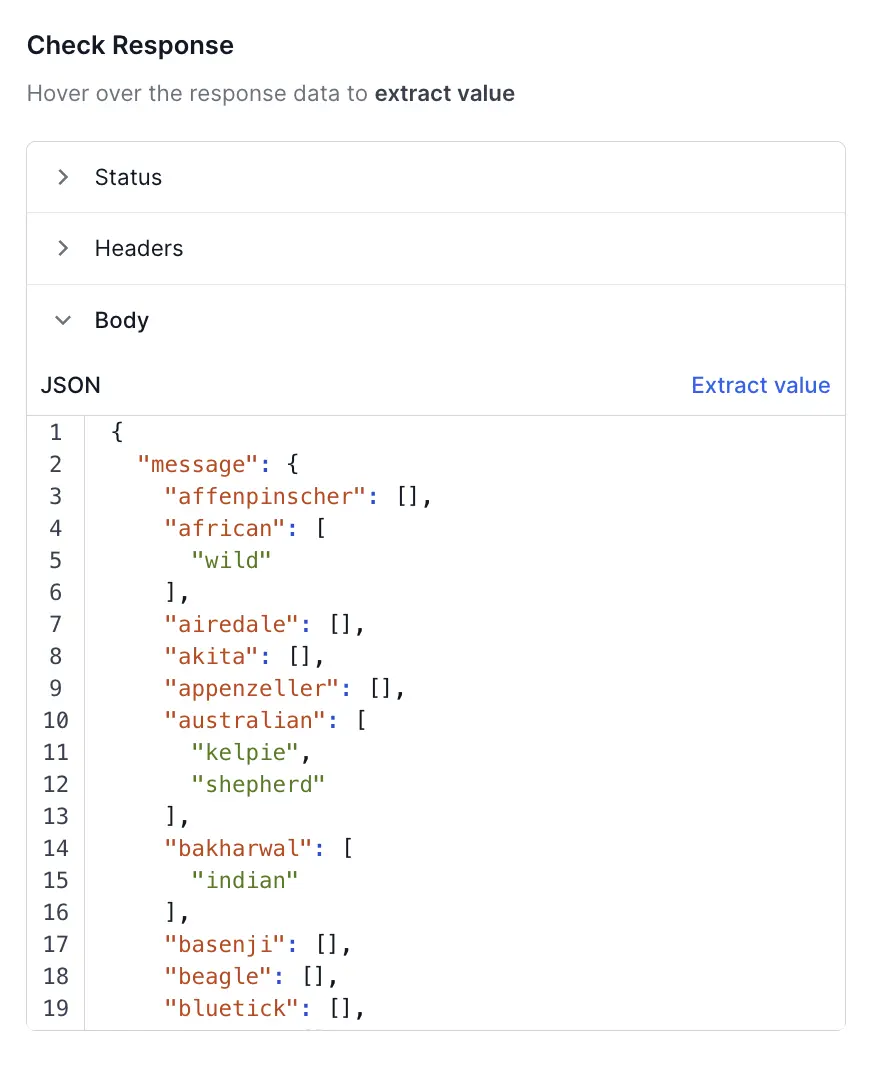 Check the API response status, headers, and body