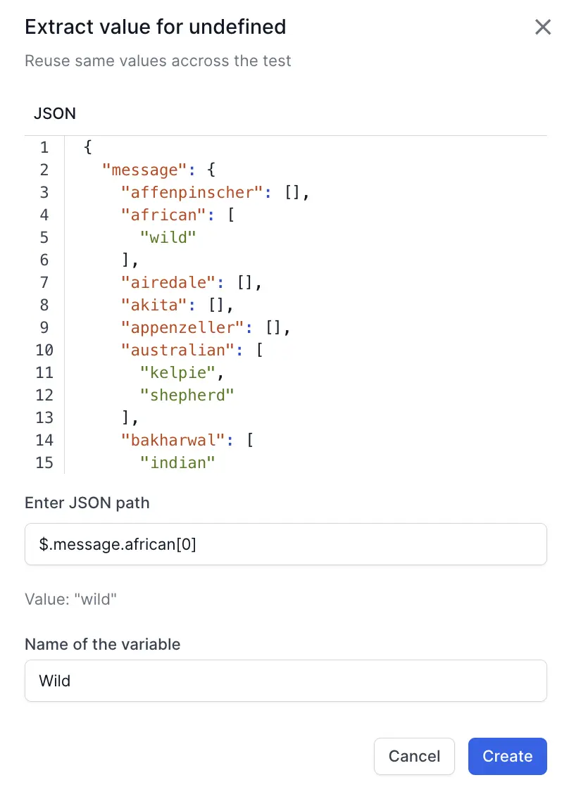Expand the response body to extract a value