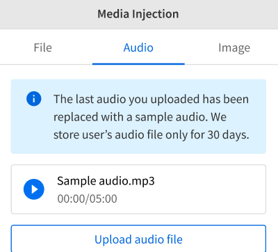 Audio file stored for 30 days