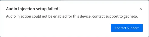 Audio Injection setup failed