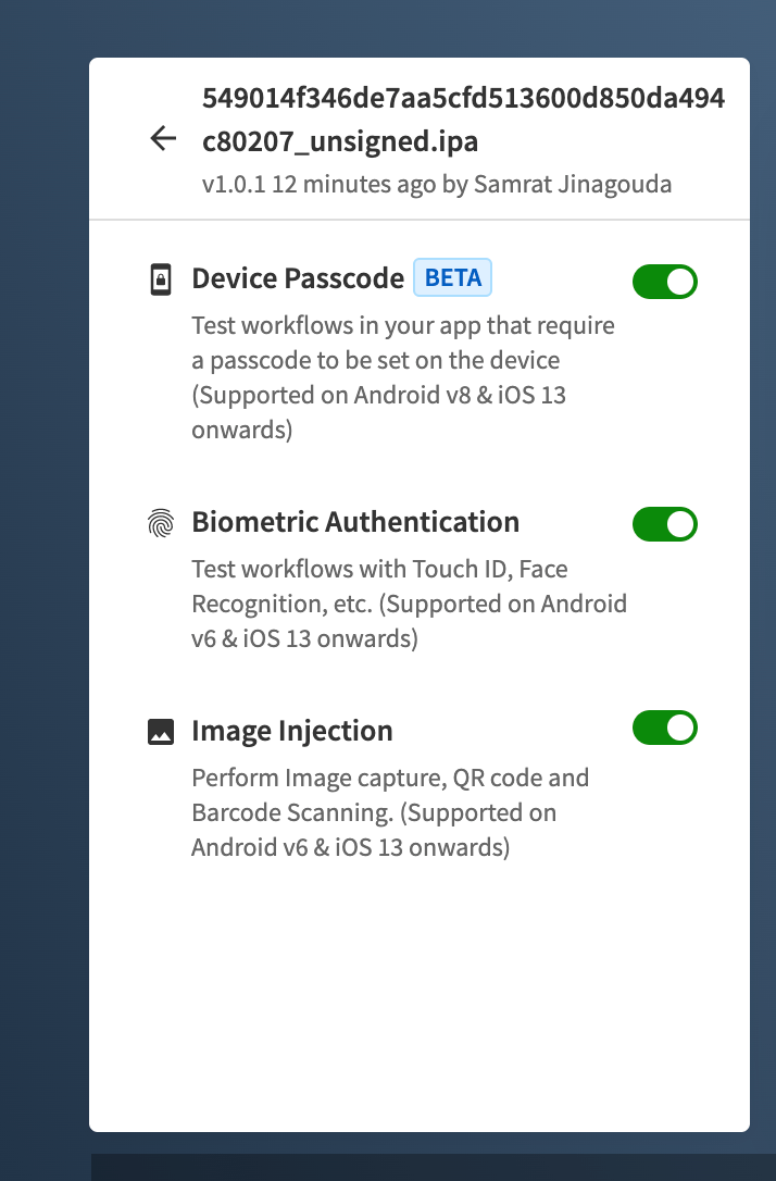 Screenshot showing multiple app configurations screen 
