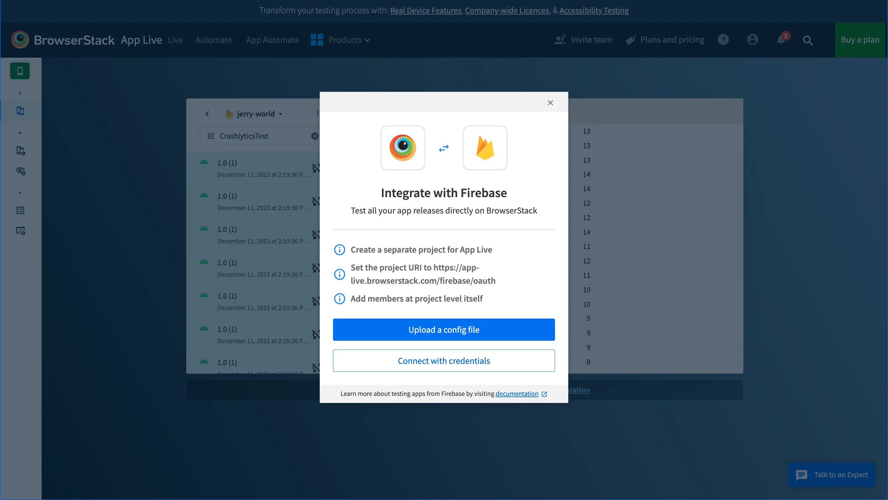 Integrate with Firebase prompt another
