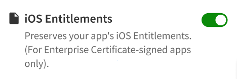 Enable iOS Entitlements toggle