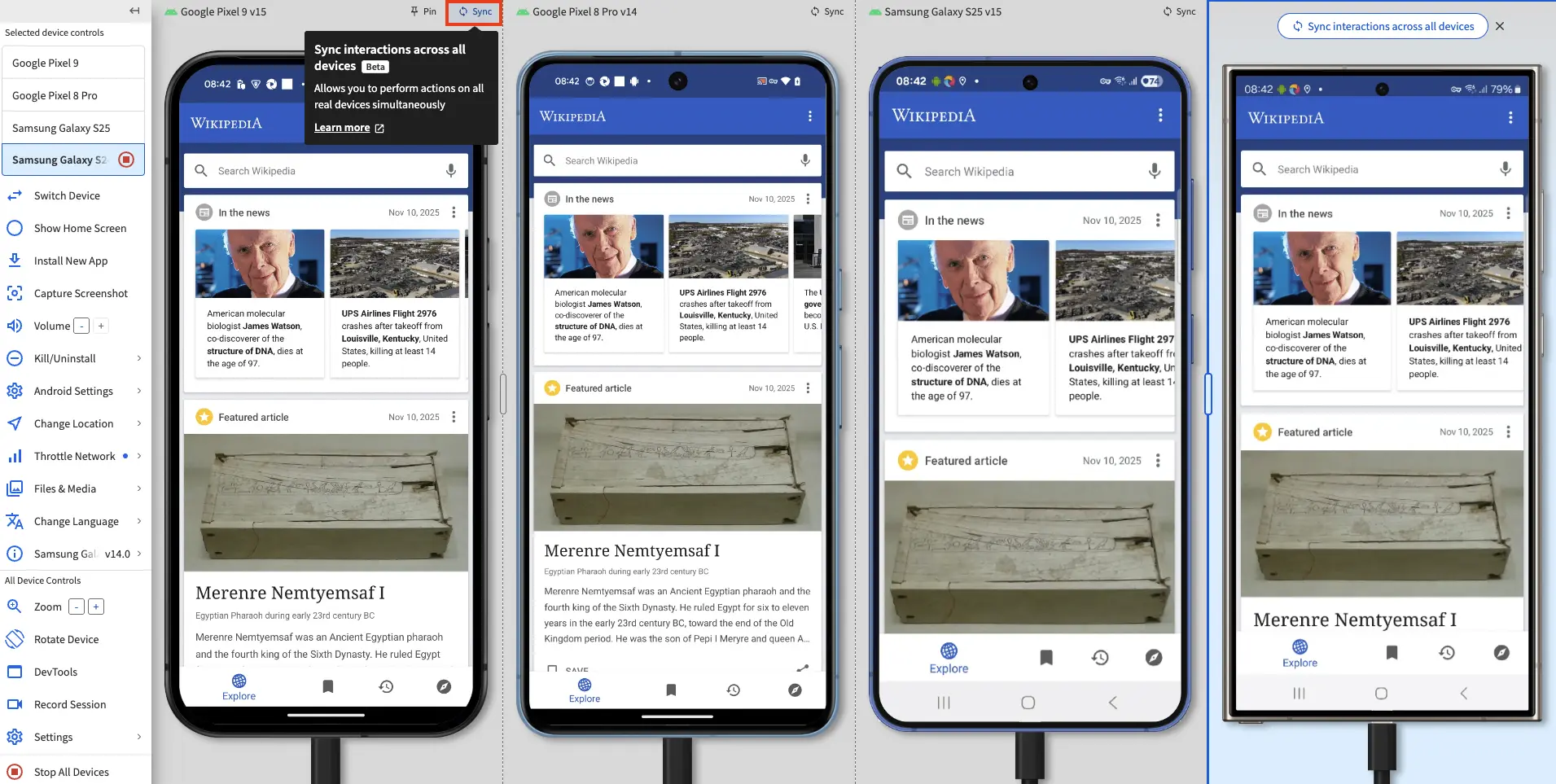 The Sync button in the device background.