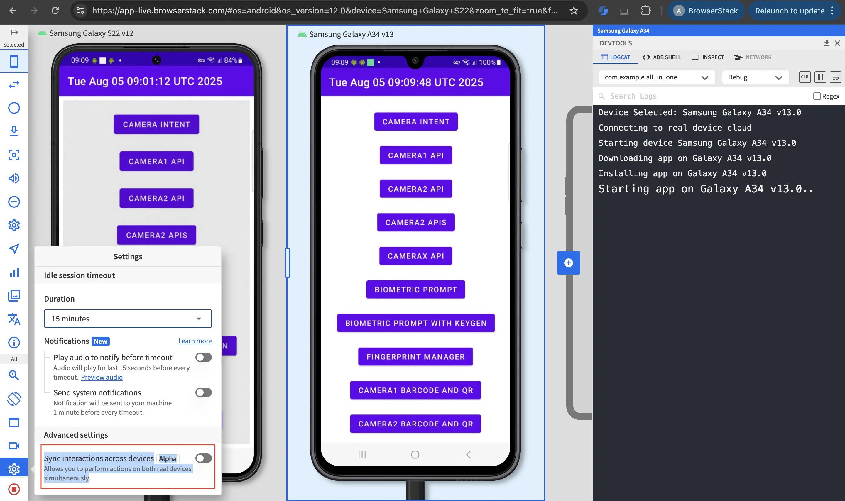 The Enable interaction sync toggle in the settings prompt.