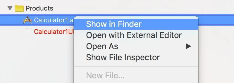 Click Show in Finder from available options for .app file