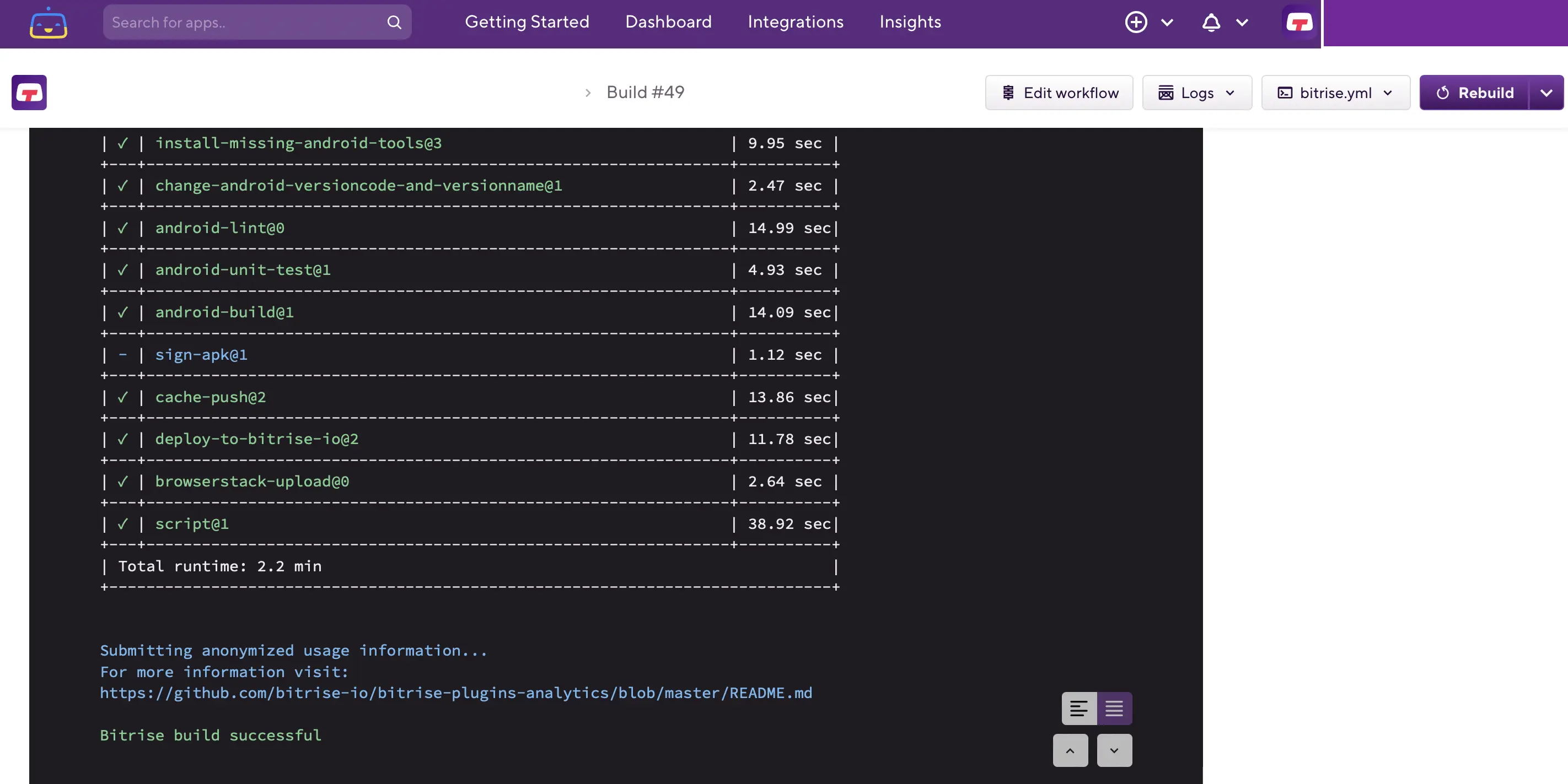 view test result in Bitrise