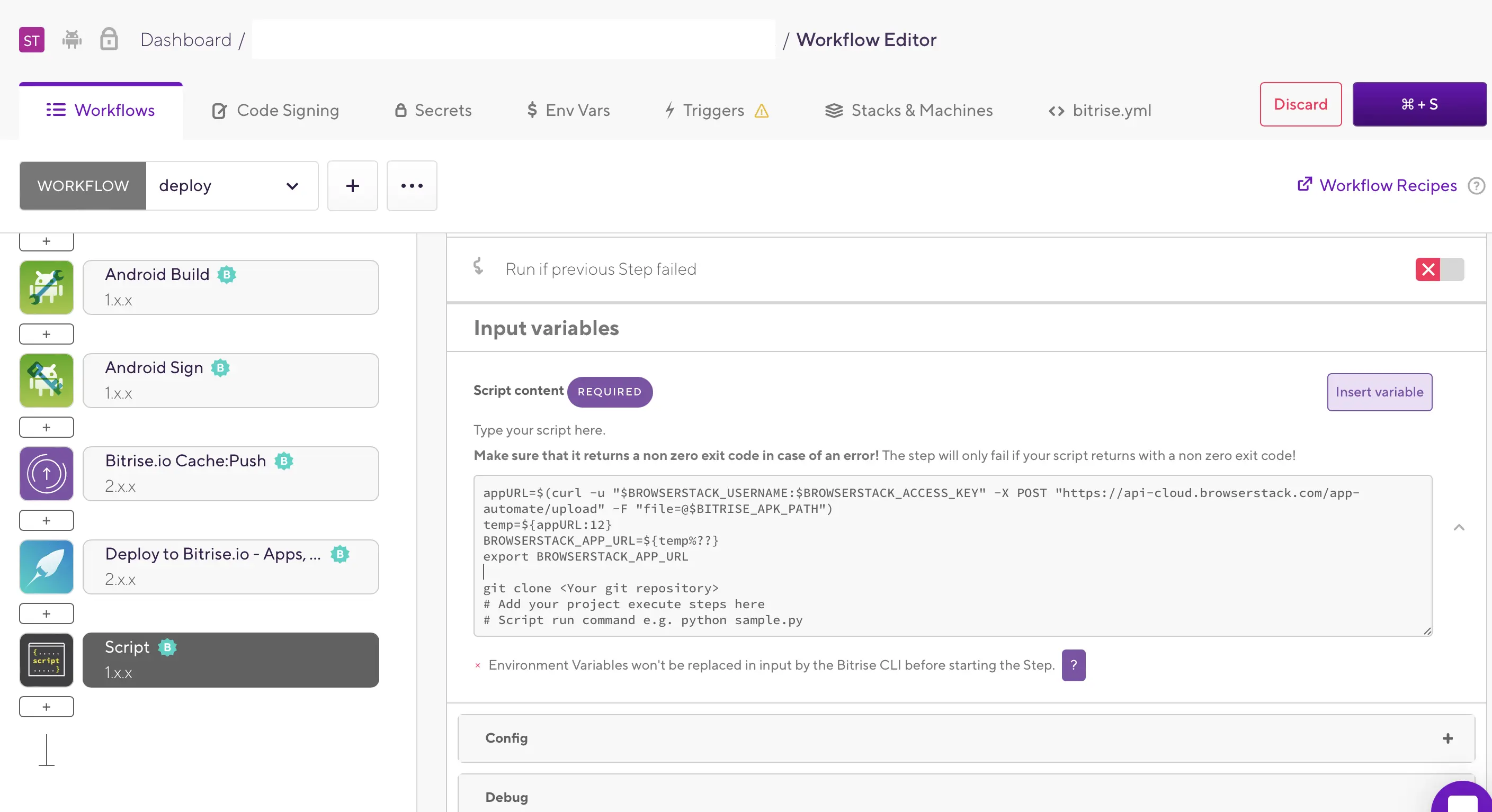 Bitrise Sample script to setup your project