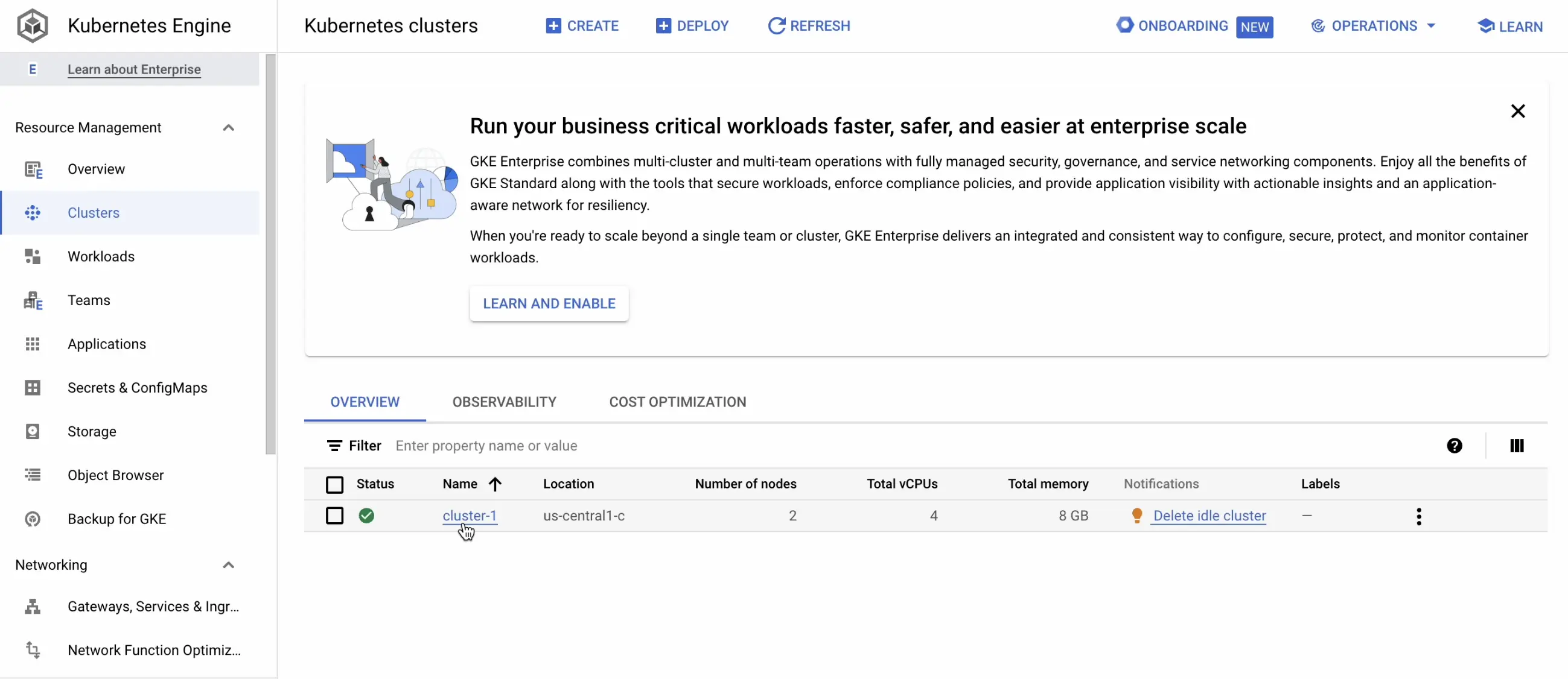 Locate existing GKE cluster