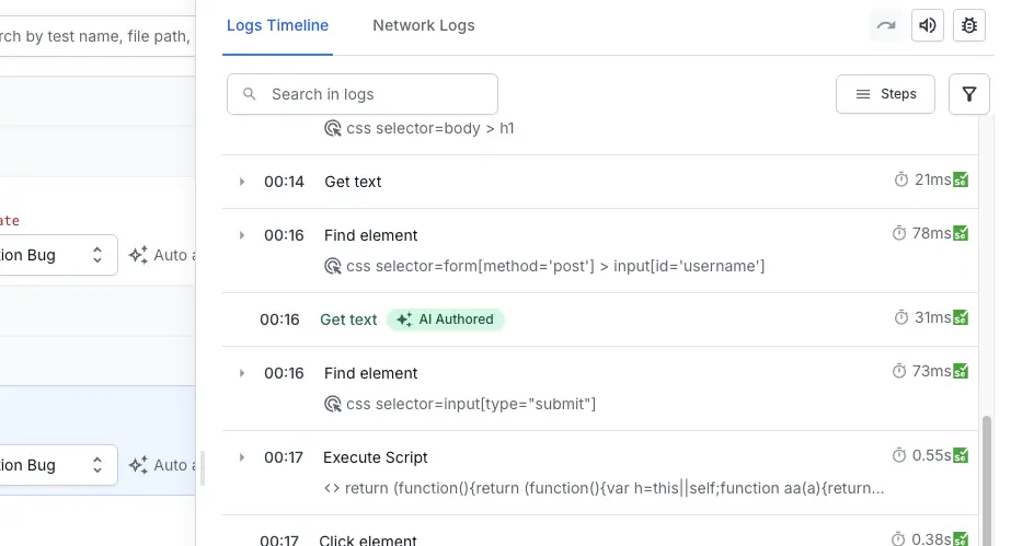 Screenshot showing dashboard with results of successful ai authoring scenarios