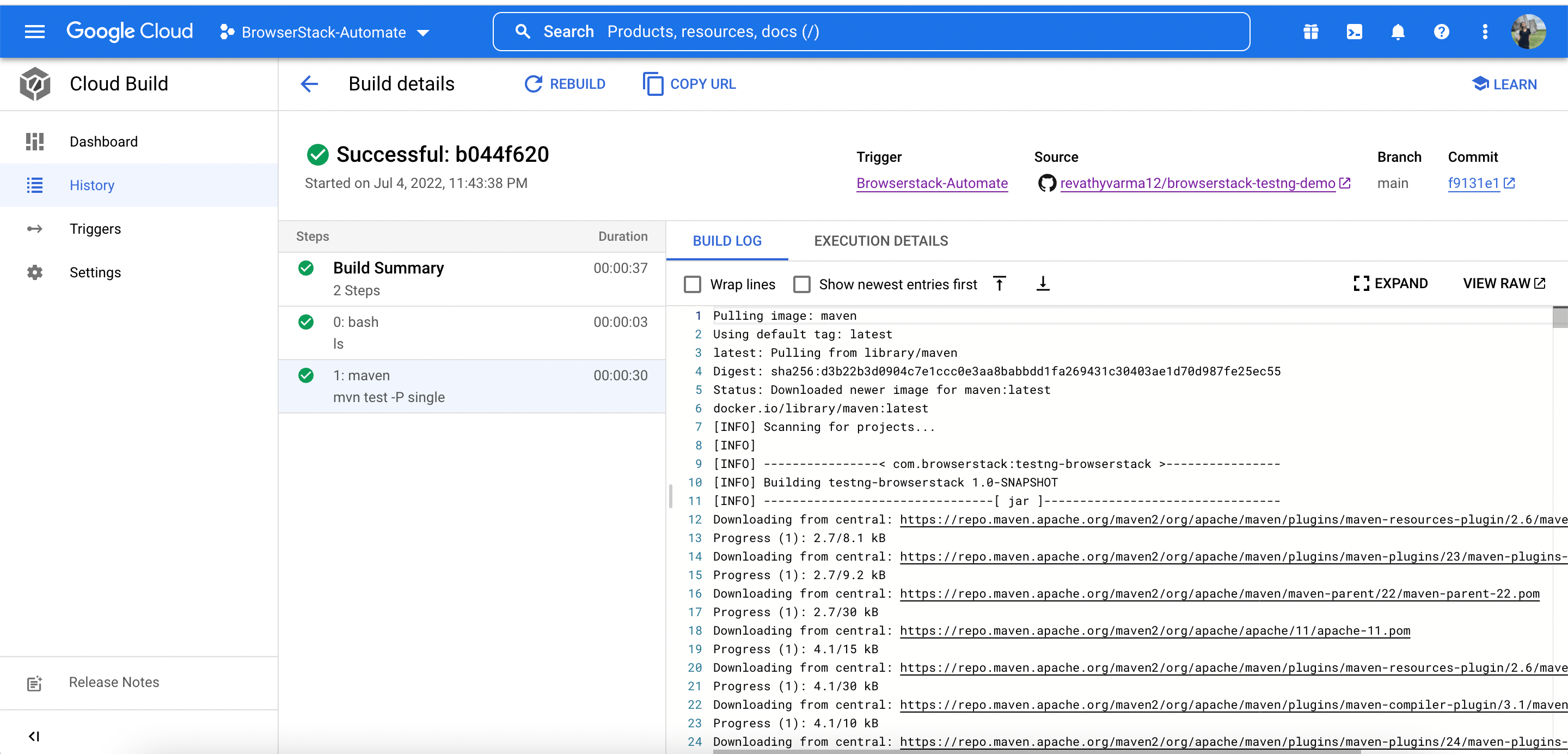 configuring steps in Google Cloud 