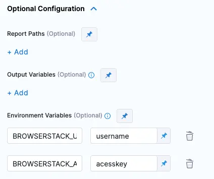configuring environment variables in Harness