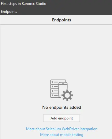 From the Endpoints window, select on Add Endpoint option