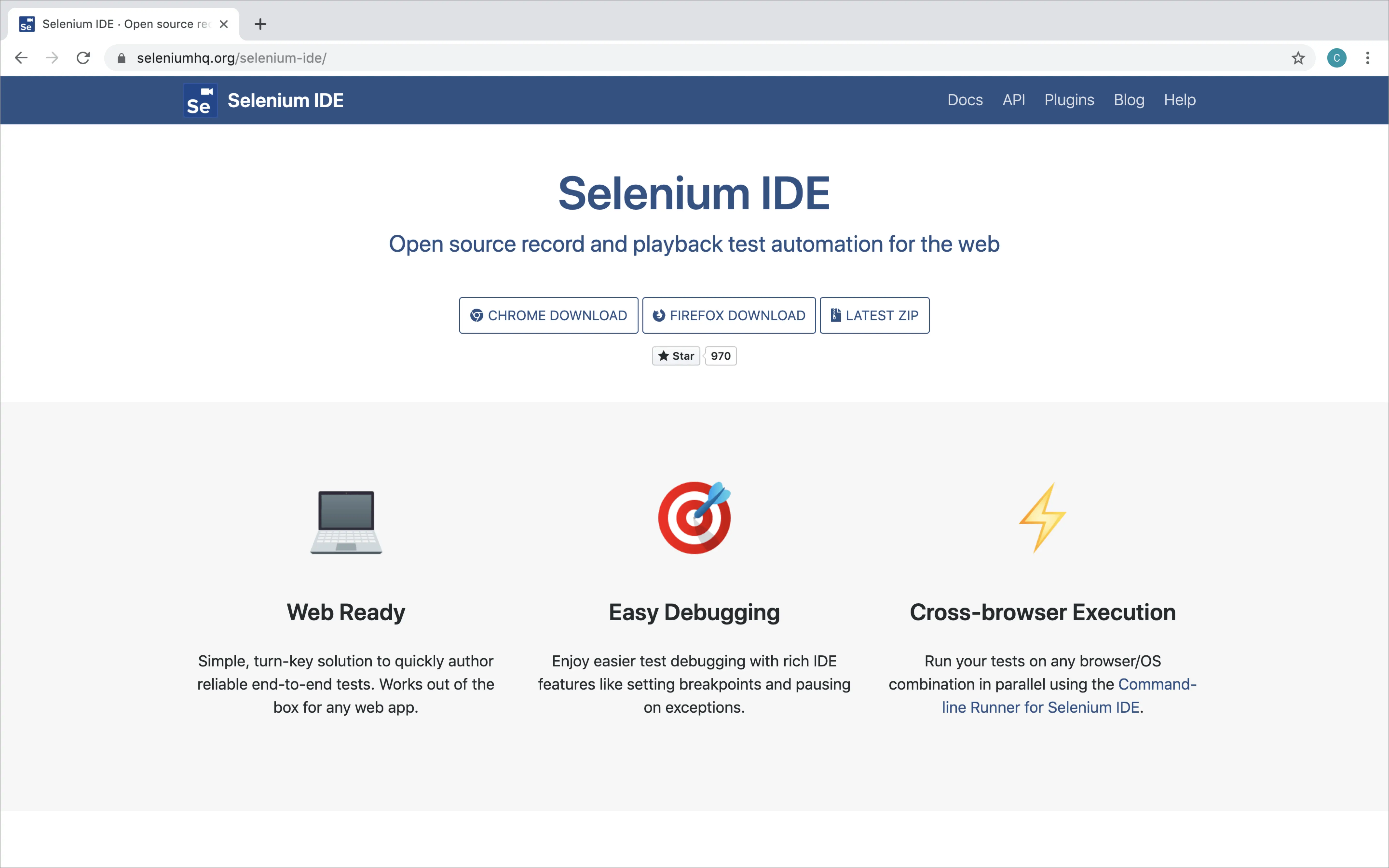 Downloading selenium ide from website