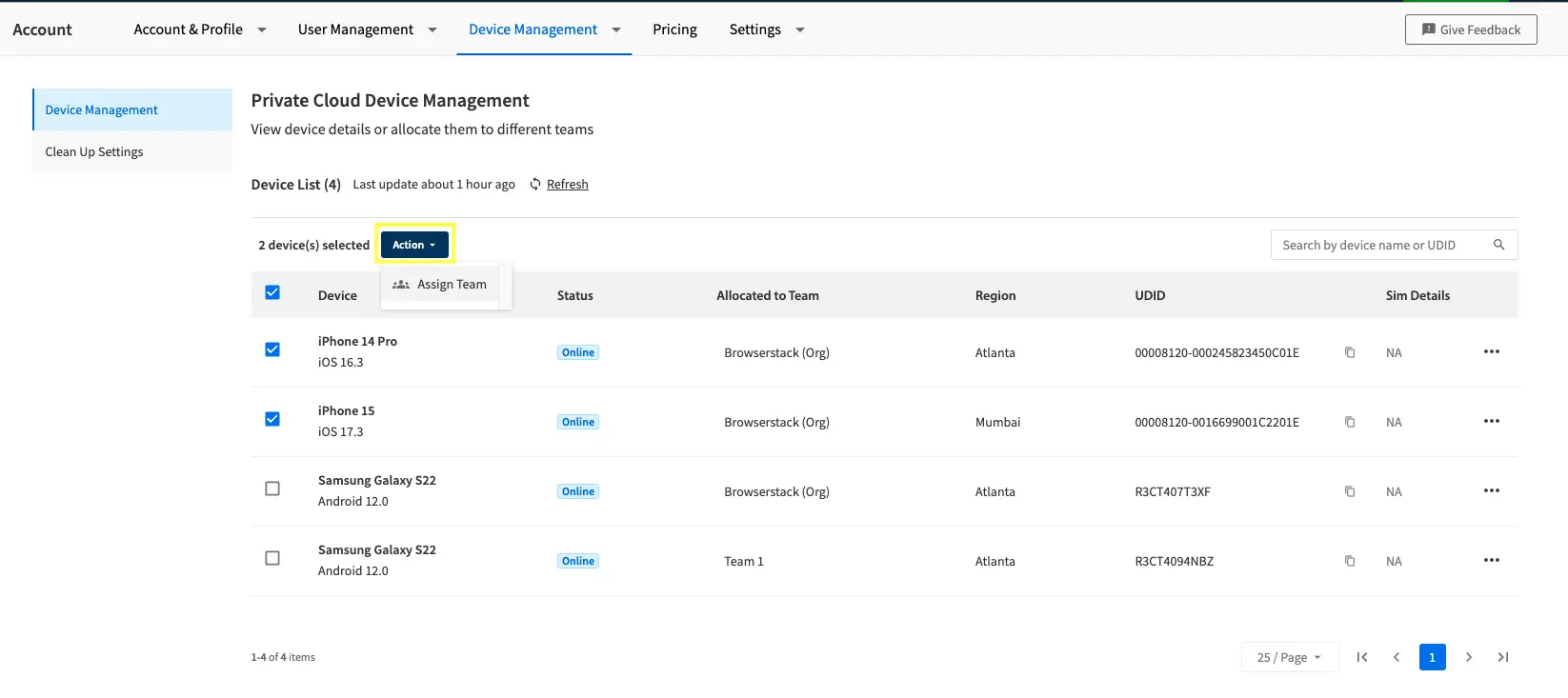 Assign multiple devices to 