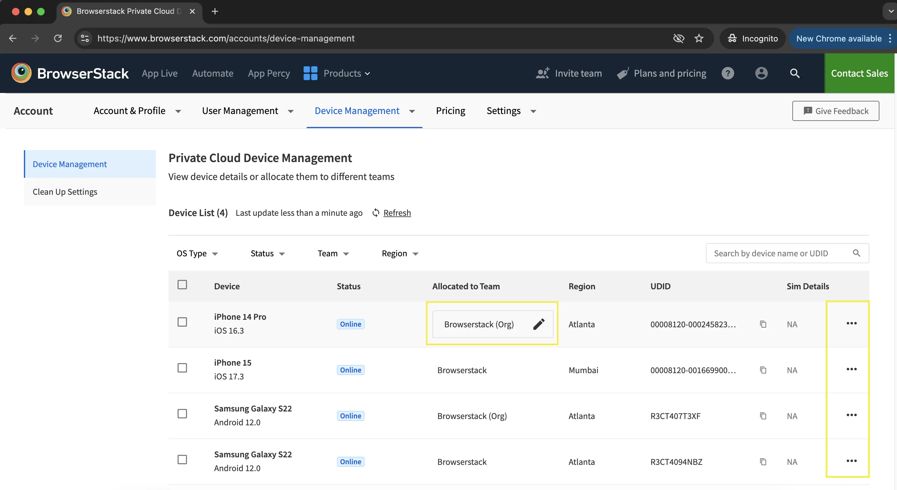 Assign device to single team