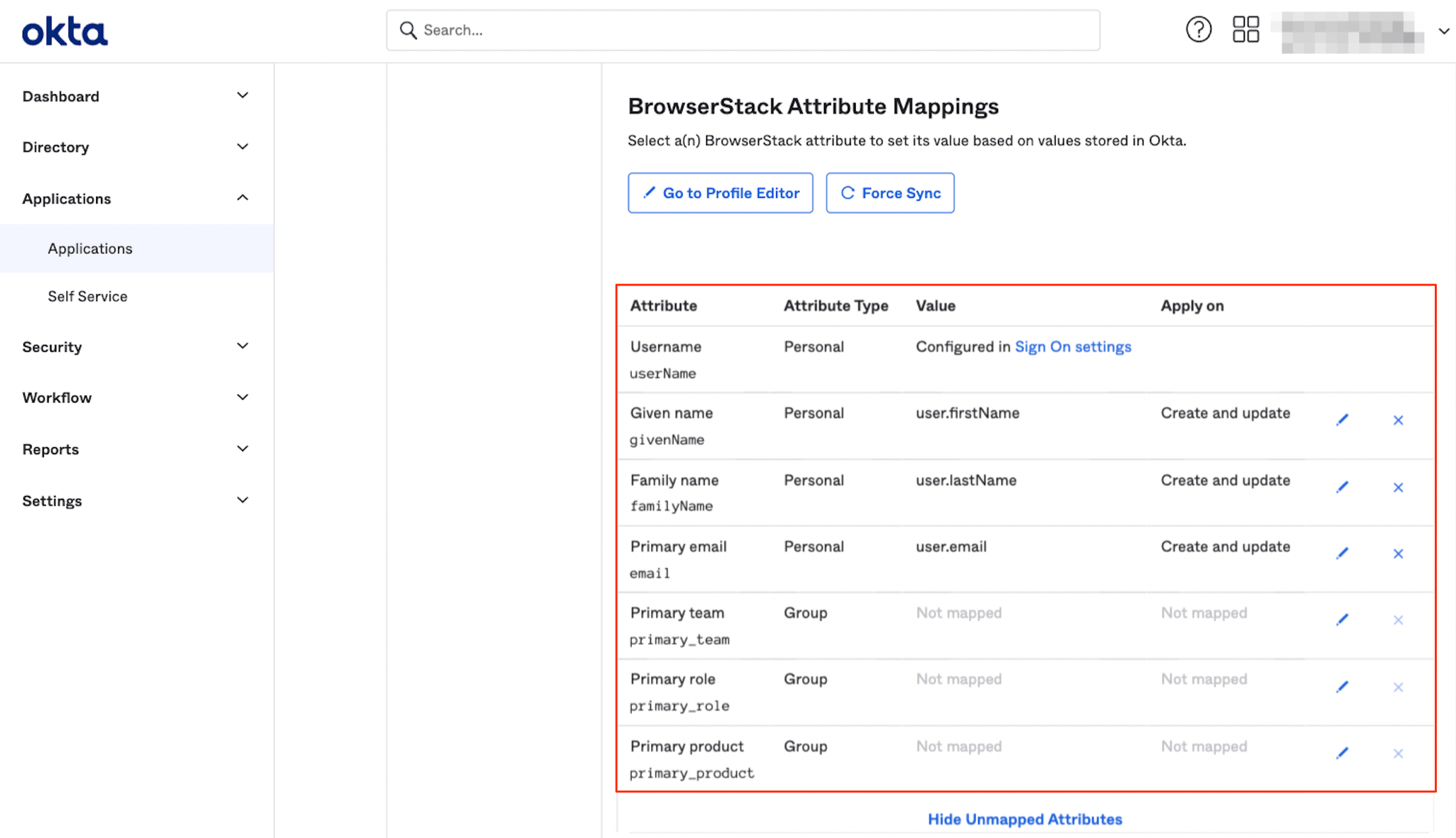 Browserstack attribute mapping