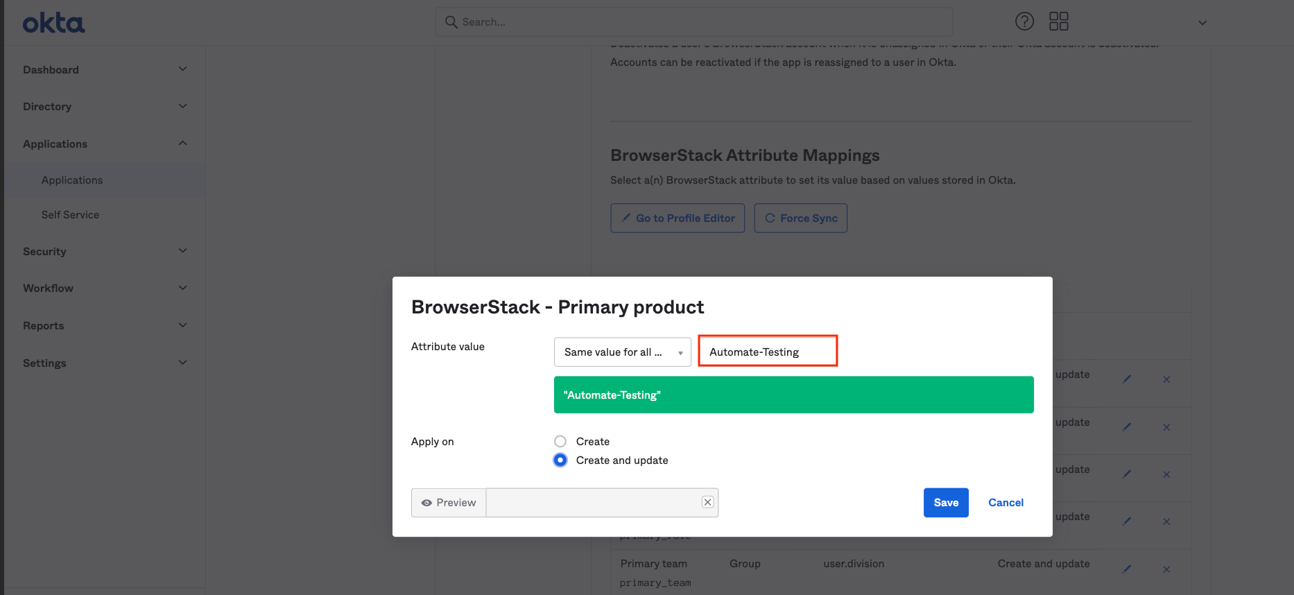 Browserstack role attribute mapping