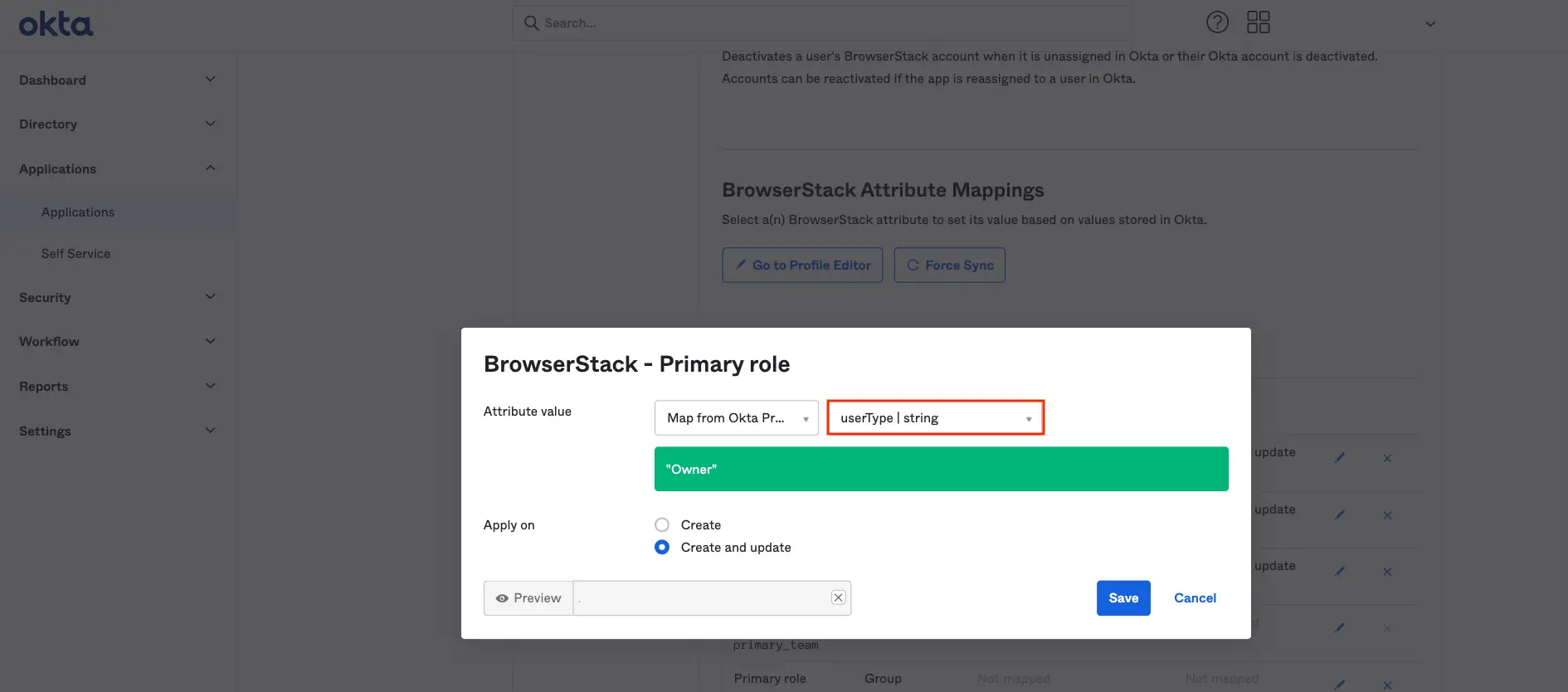Browserstack role attribute mapping