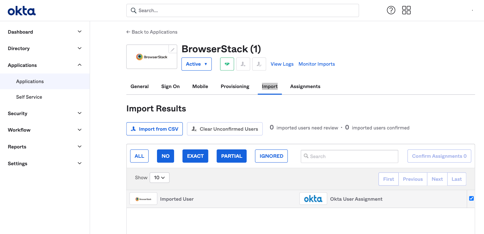 After SCIM Provisioning, go to import tab, select old app as source and click import now
