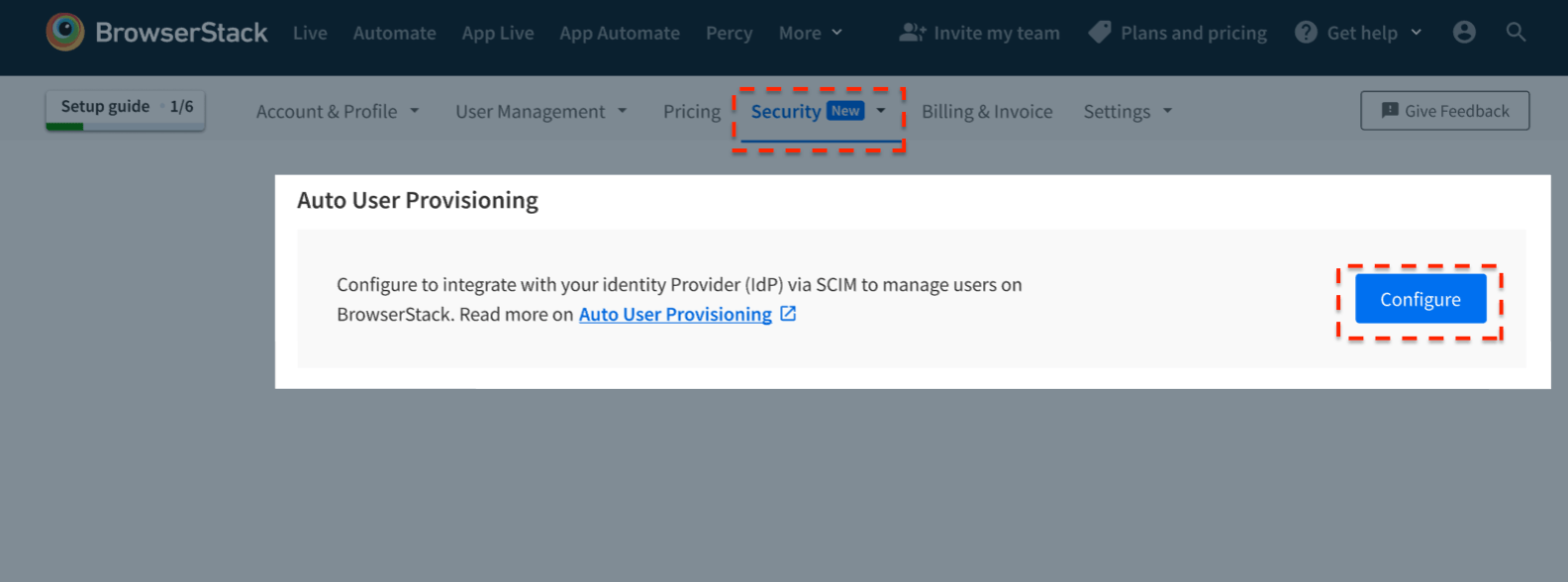 Under auto user provisioning, select configure