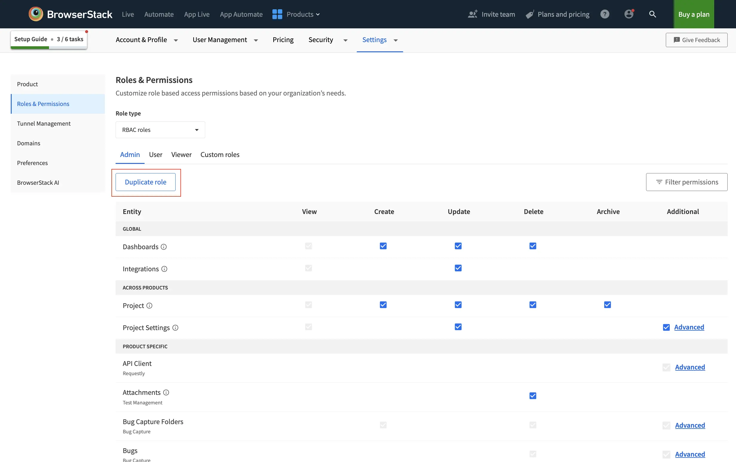 Duplicate an existing role to create a new custom role