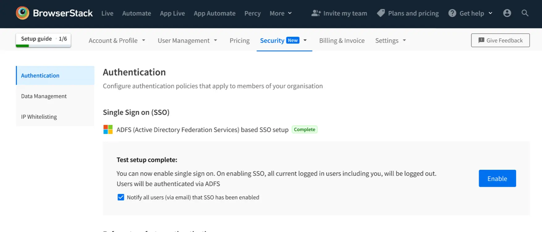 Enable single sign-on for your organization