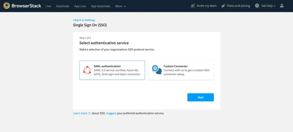 SSO SAML authentication