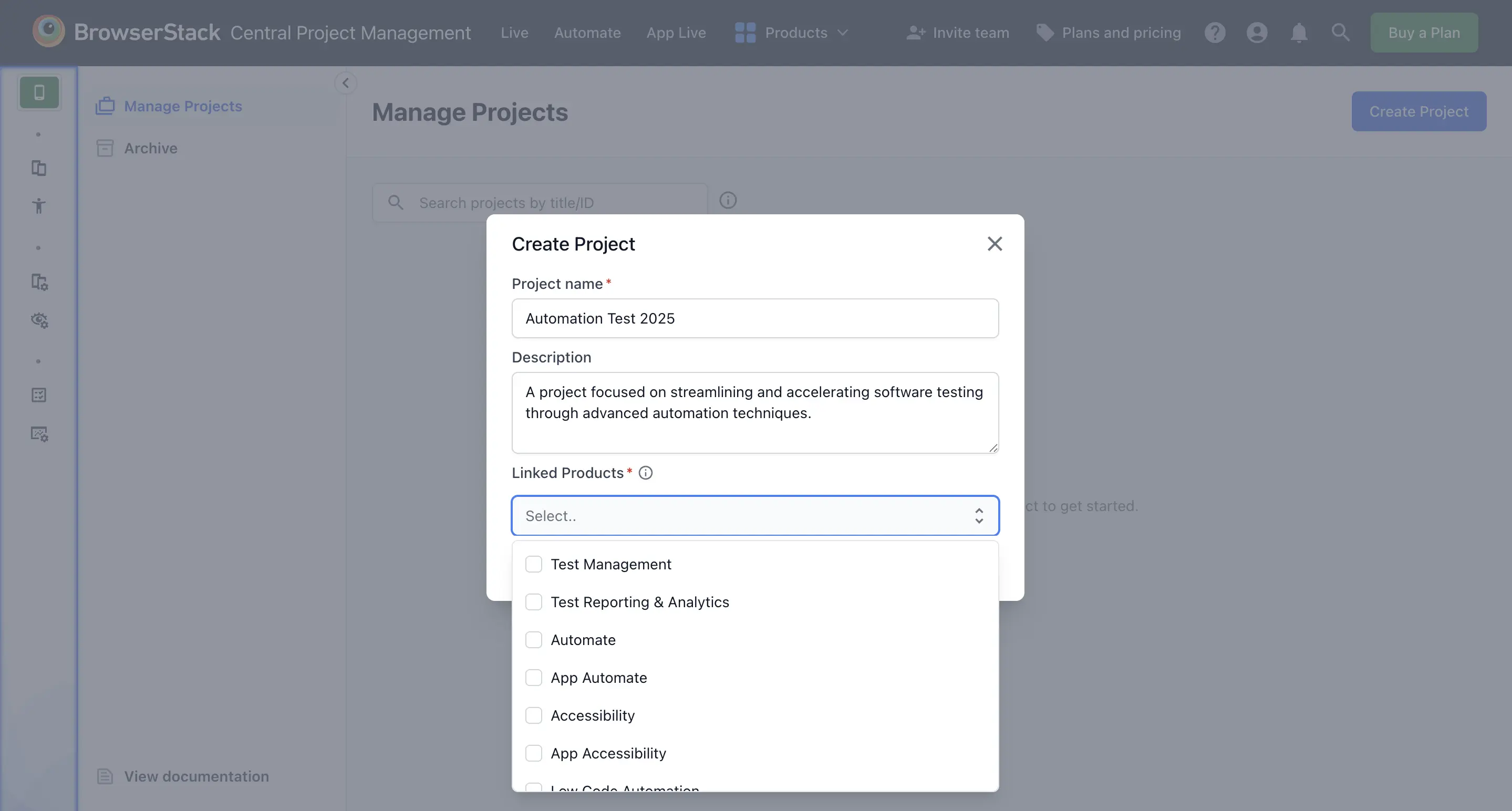Link products to project