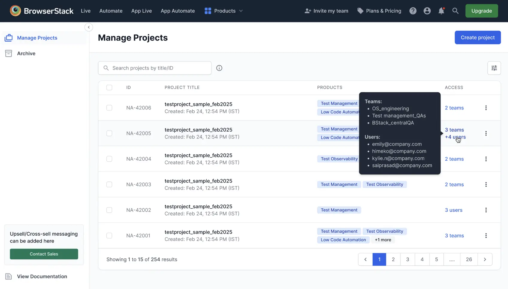 View project list