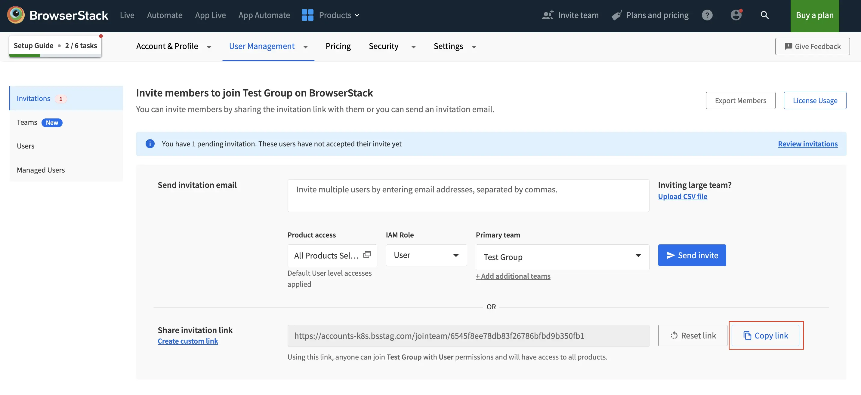 Click the Invitations Tab