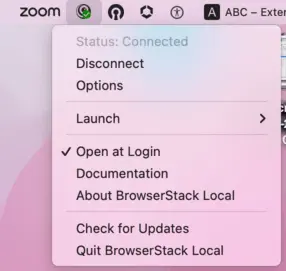 BrowserStack Local app is connected