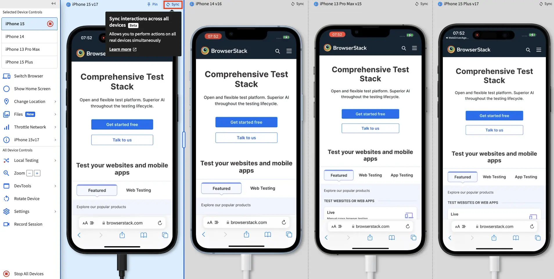 The Sync button in the device background.