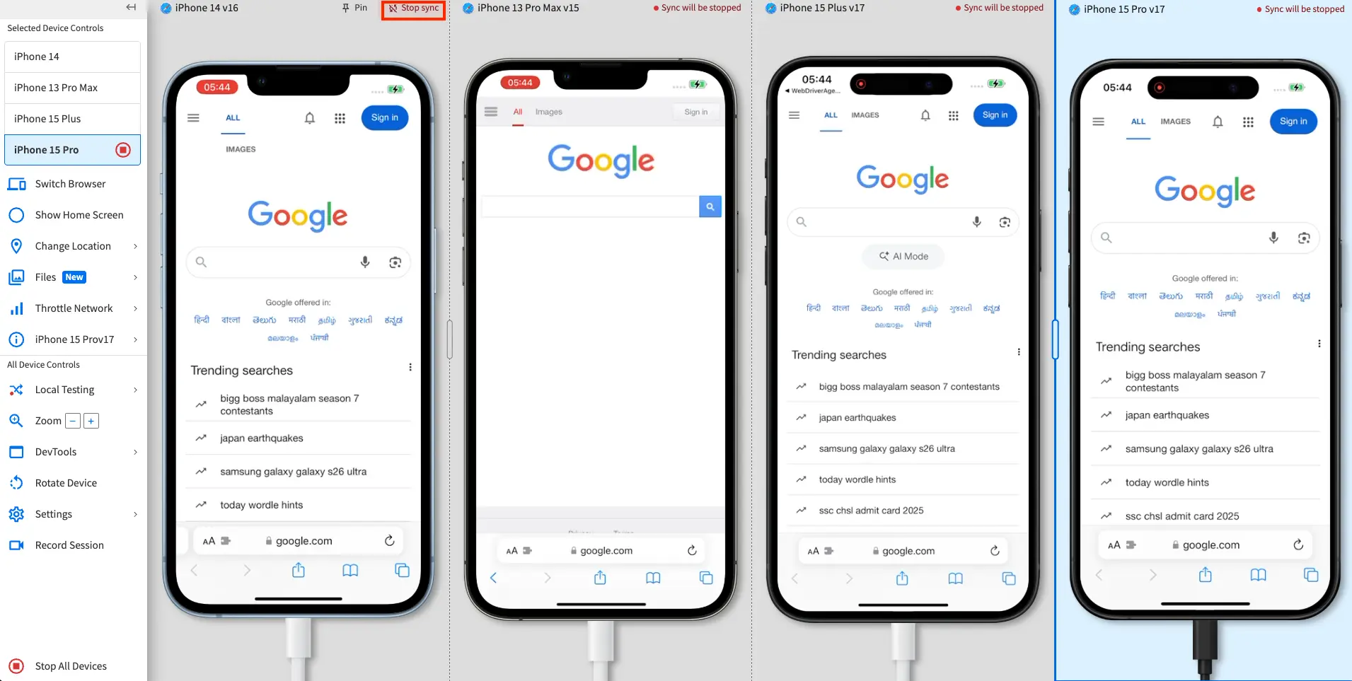 The Stop sync button in the device background.