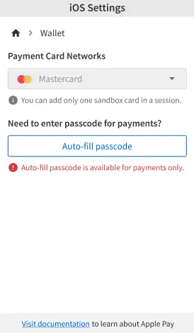 The auto-fill passcode button in Wallet settings
