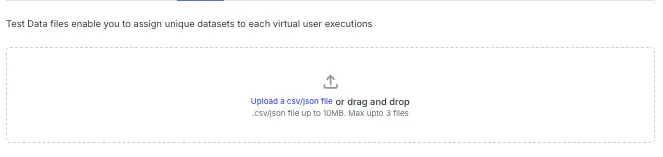 Screenshot of load testing dashboard showing test data section expanded