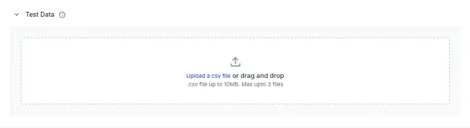 Screenshot of load testing dashboard showing test data section expanded