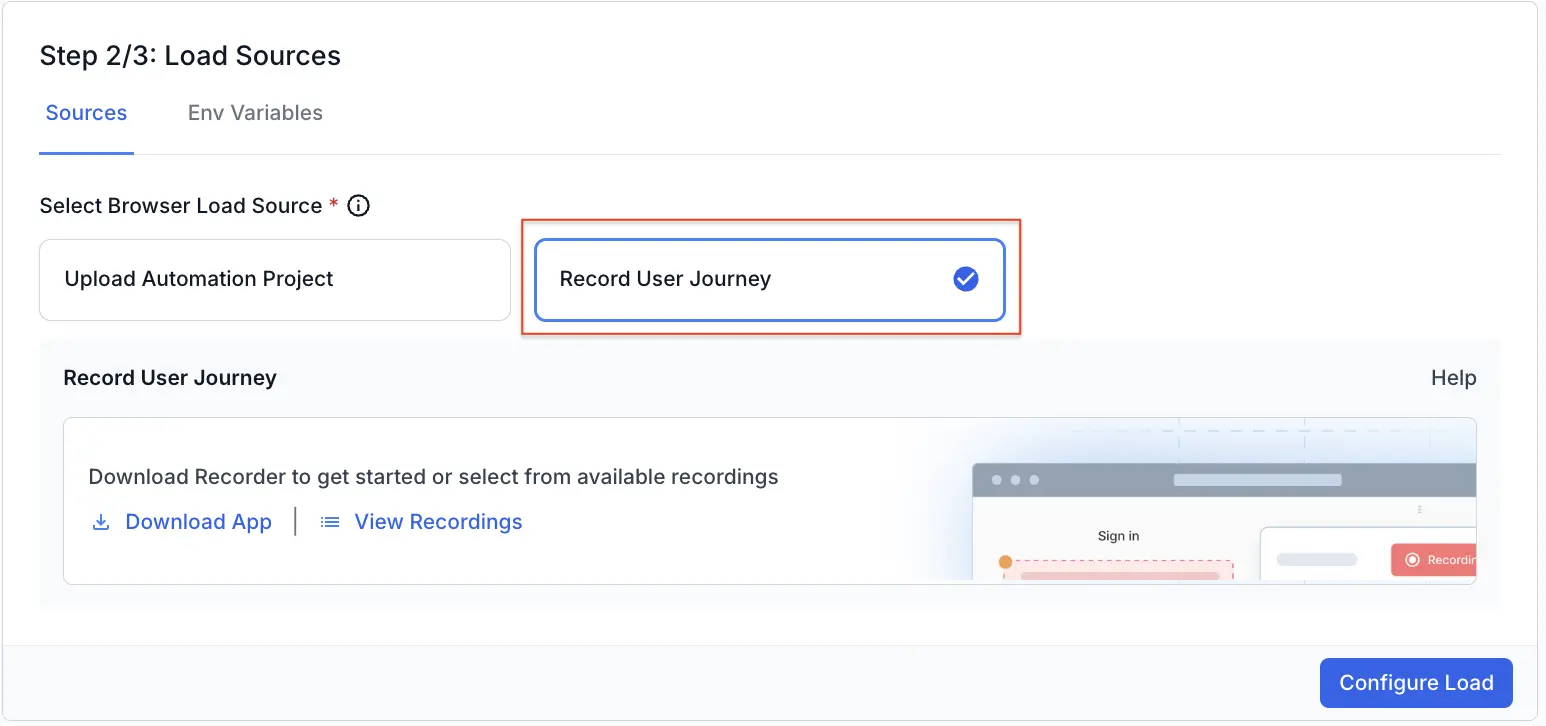 Record User Journey panel with the Download App option for first-time users