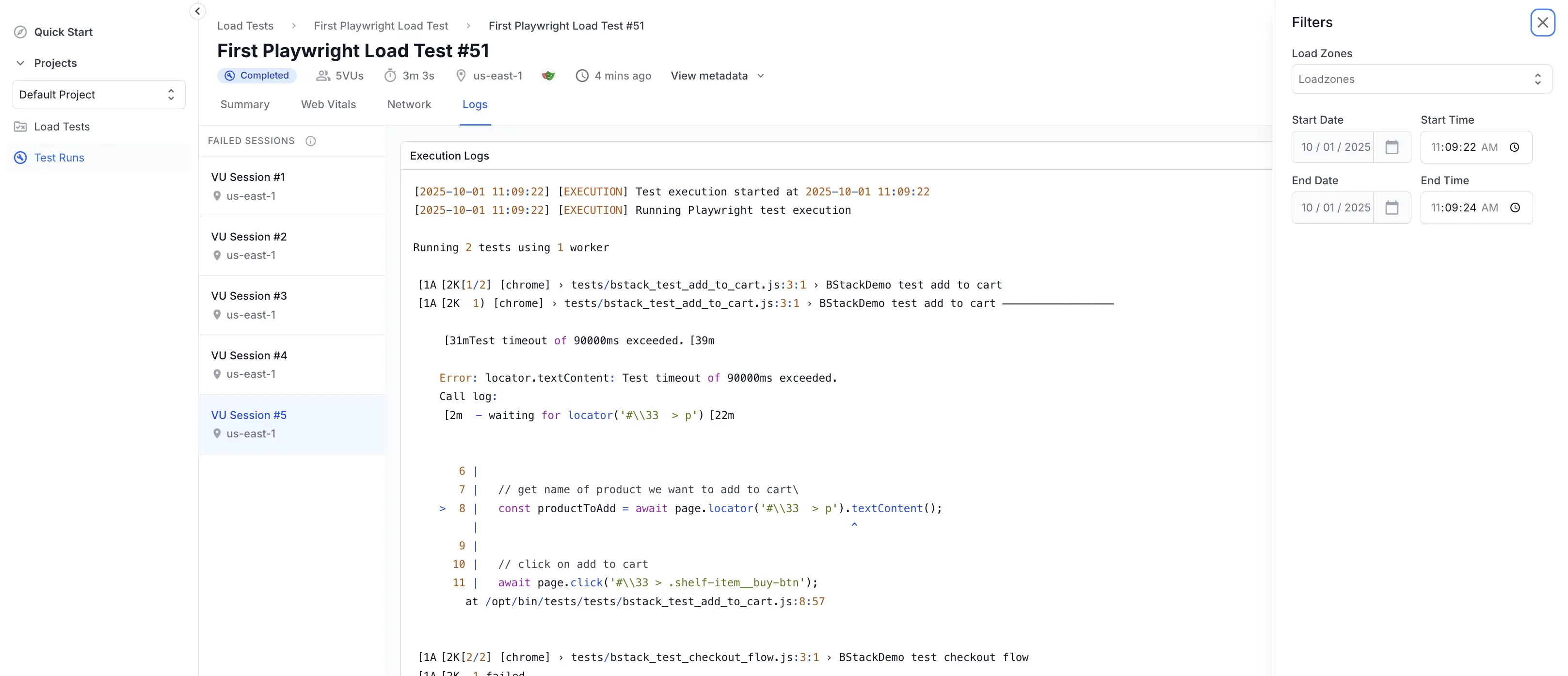 Logs Tab | BrowserStack Docs