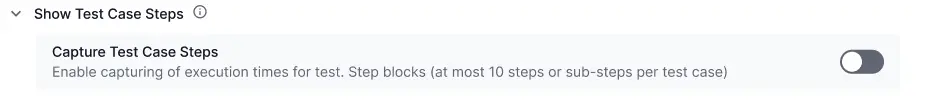 The Capture Test Steps setting turned on for a Playwright load test on the load test details page