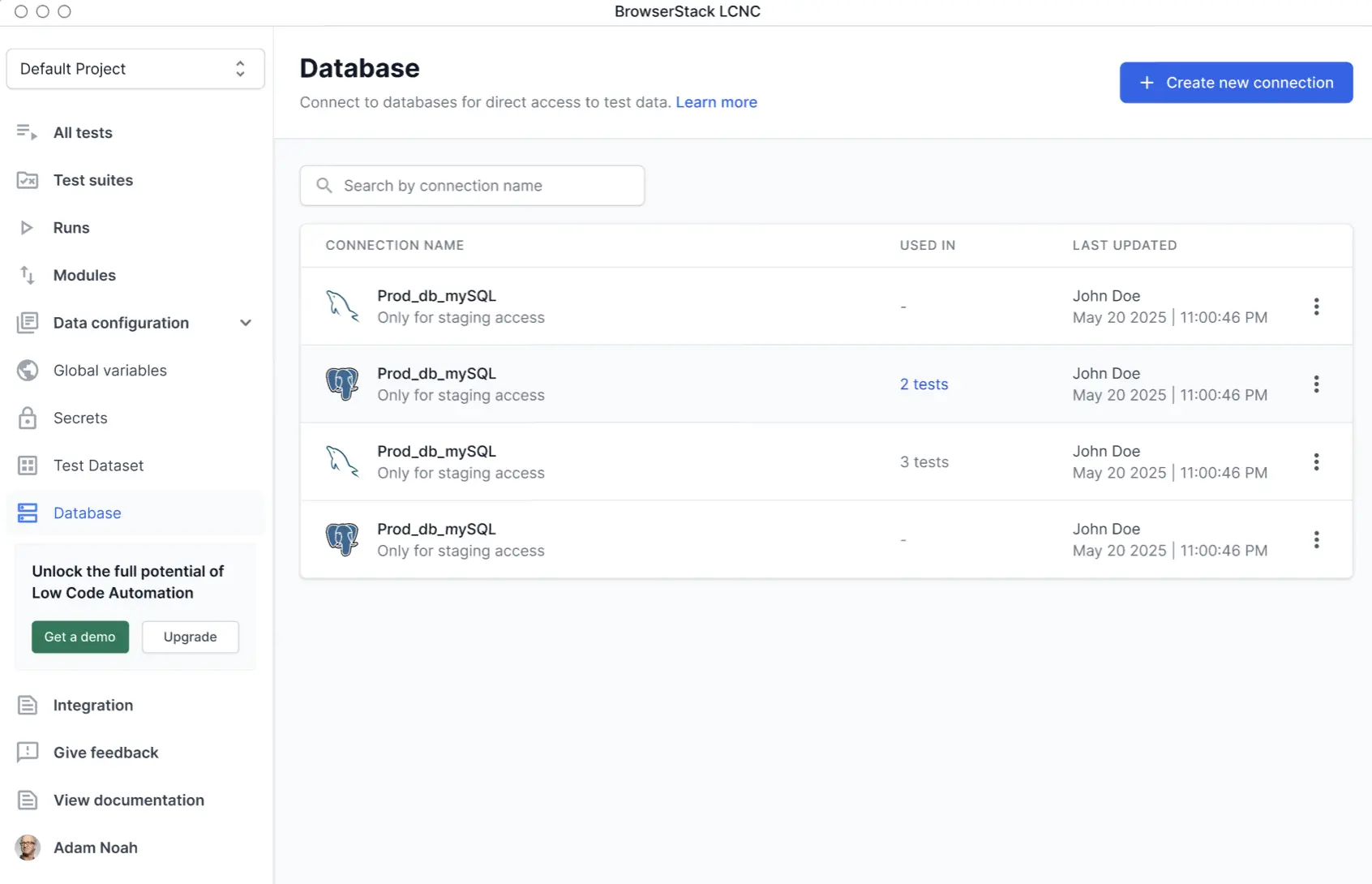 View list of all database connections